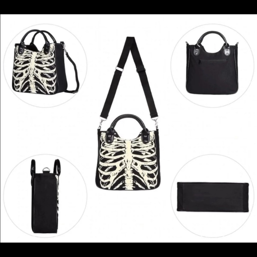 Women Skeleton Bones Skull Design Handbag/Tote - Picture 4 of 7